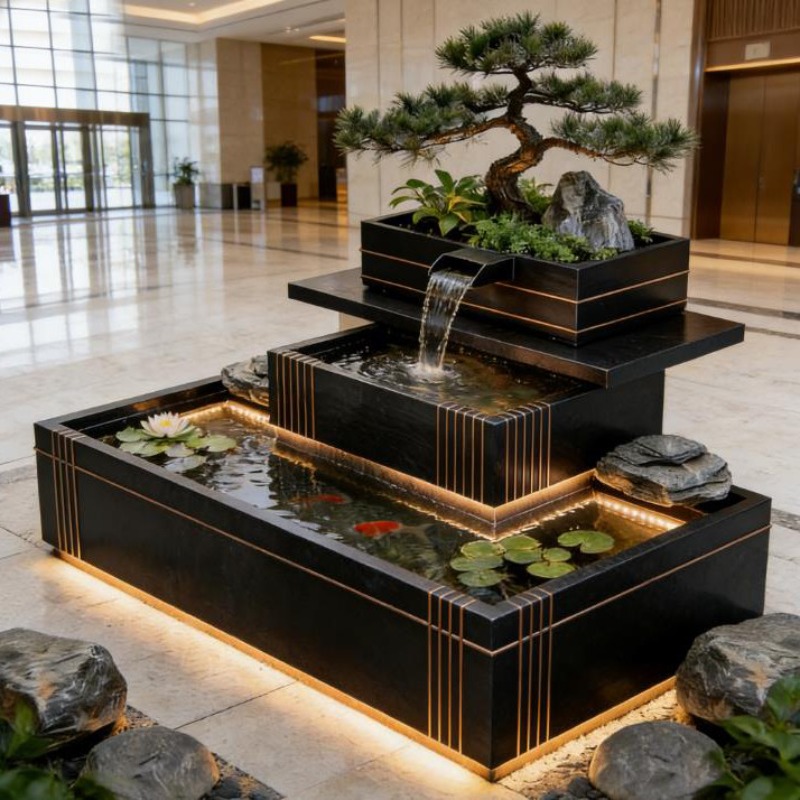 Paslanmaz Çelik Şelale Özelliğ - Bonsai Garden With Koi Pond incelemesi ve fiyatı